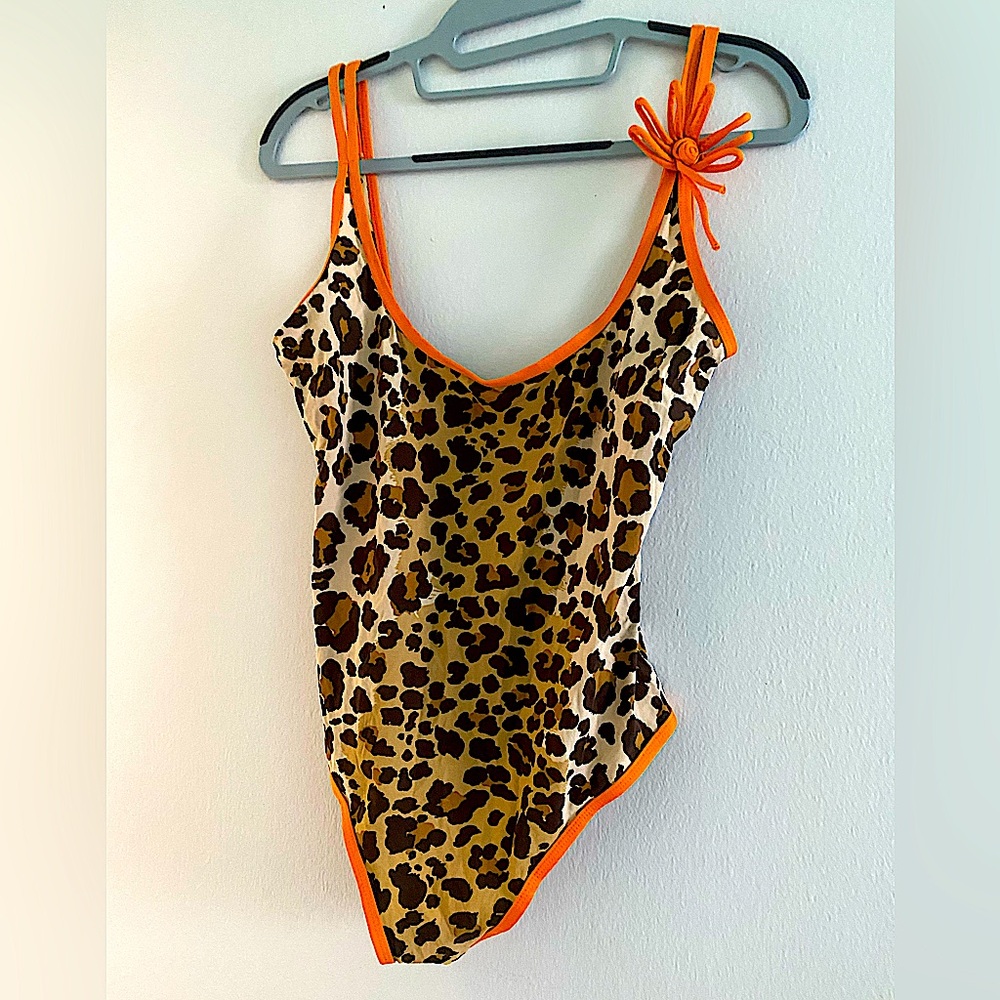 Moschino Mare, Leopard print vintage One Piece Swimsuit, Size XL